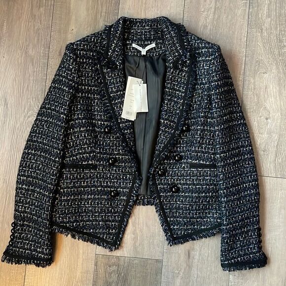 Veronica Beard Cooke Dickey Navy Tweed Blazer - Picture 2 of 5